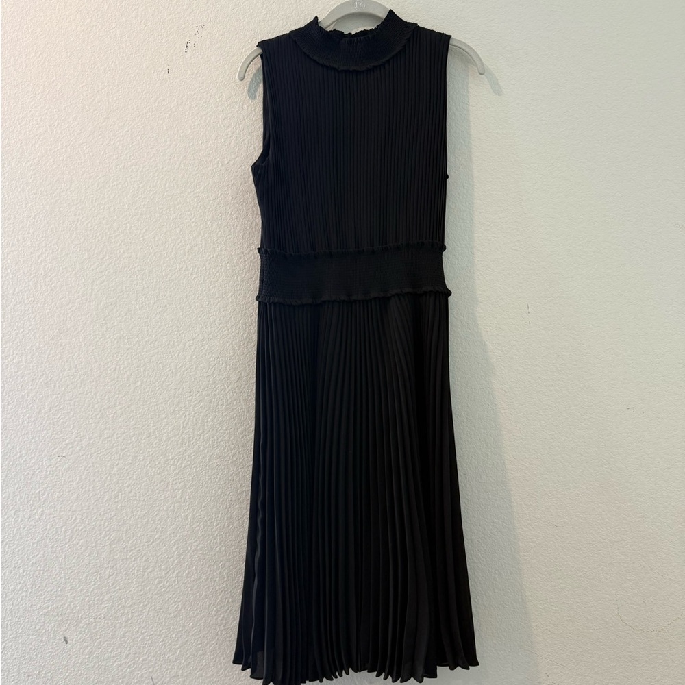 Nanette Lepore Black Pleated Midi Dress